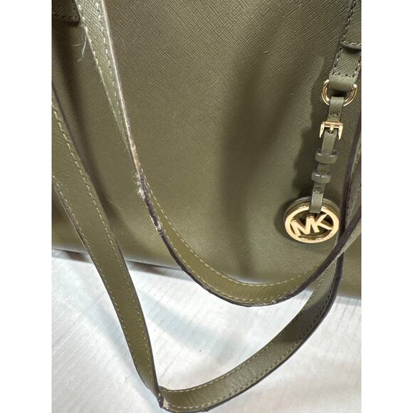 MICHAEL Michael Kors Women's Green Jet Set Logo Buckle Strap Shoulder Tote Bag - Picture 6 of 8